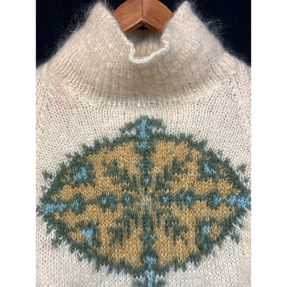 WOOL VTG Sweater M/L Fuzzy Geometric Swedish Ski Gorpcore Streetwear Preppy - Picture 6 of 16
